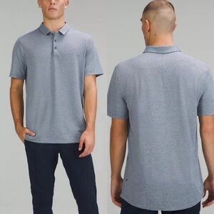 Men's Lululemon Evolution Short Sleeve Polo Shirt Pique Heathered Iron Blue Med